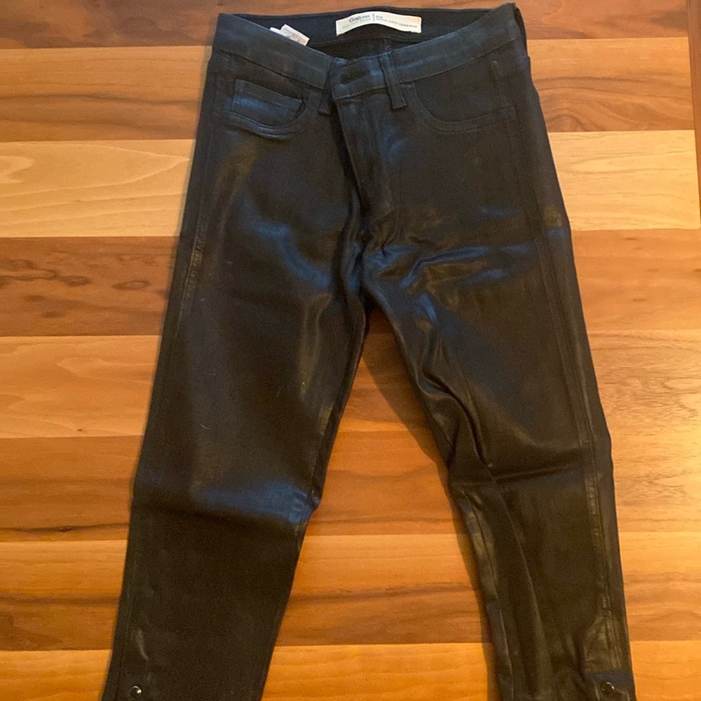 Gap wax coated black rock and roll jeans